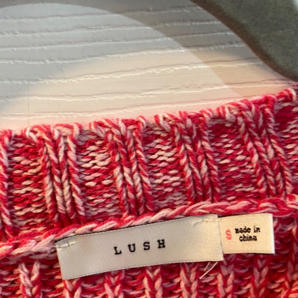 NEW NORDSTROMS Lush Marled Cable Knit Pullover Sweater PINK & WHITE SIZE SMALL - Picture 3 of 6